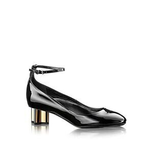 Louis Vuitton Night Bloom Pump Black Patent Leather Ankle Strap Flower Heel 38